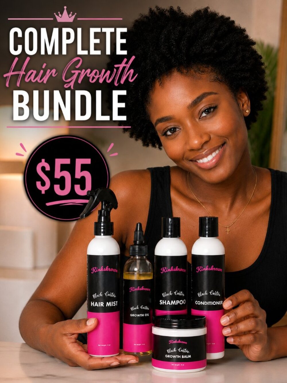 Natural Hair Growth Bundle | Black Castor Oil System for Curly & Coily Hair